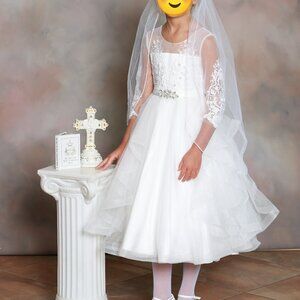 Princess Daliana Designer Lace Tulle Communion Dress or Flower Girl Dress